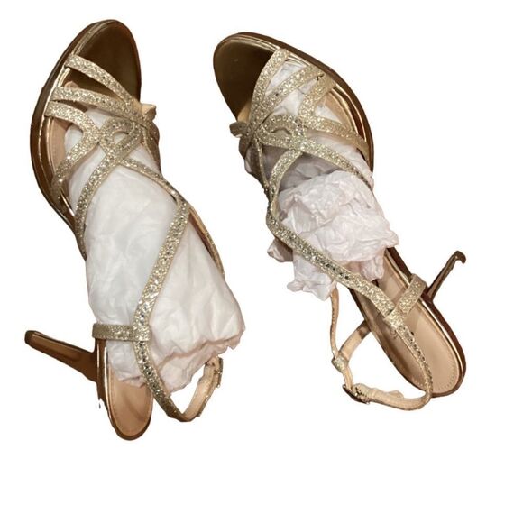 Touch of Nina Vionna Metallic Gold Sparkle Party Sandal Heels 8.5 - Picture 7 of 15